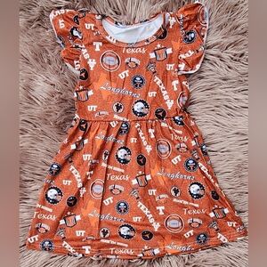Orange Kids Dress with Texas Longhorns Design
